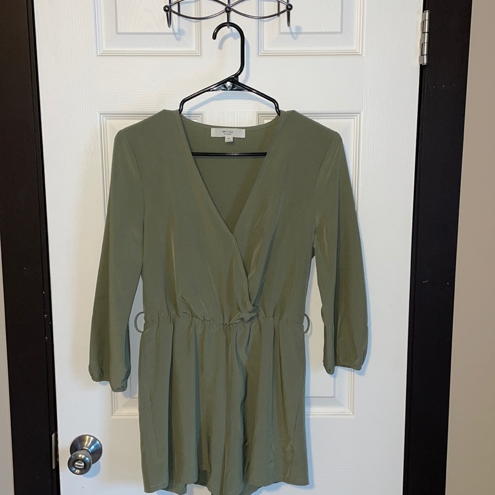 Olive satin romper